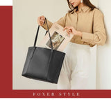 Δερμάτινη Γυναικεία Τσάντα Shopper  Ωμου Foxer 958V422F μαύρο