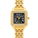 Vintage Γυναικείο Ρολόι Irina Gold Black με Μεταλλικό Μπρασελέ