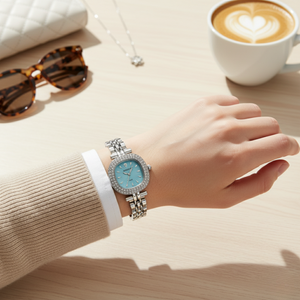 Vintage Γυναικείο Ρολόι Rey Blue με Ασημί Μεταλλικό Μπρασελέ