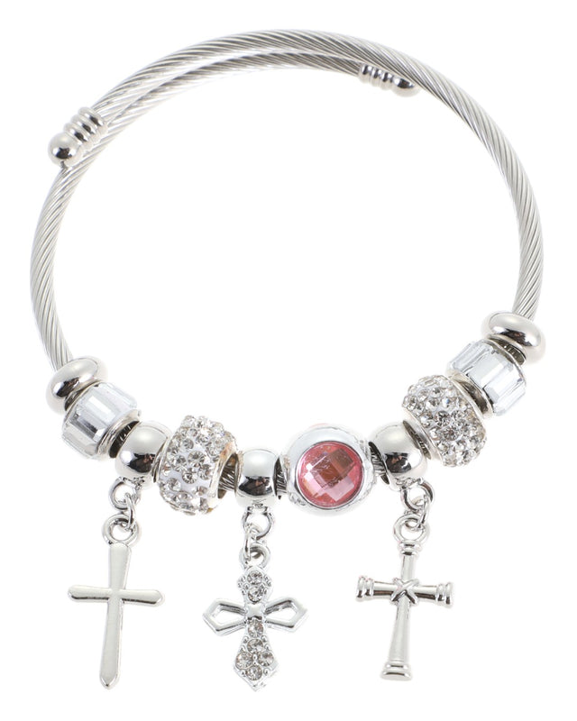 Βραχιόλι με σταυρούς AA-8631-16 - Ασημί