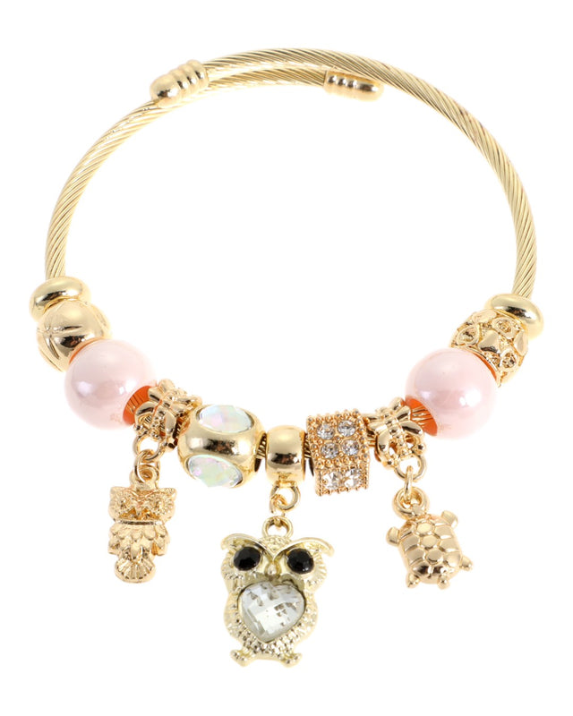 Βραχιόλι με κουκουβάγια AA-8635-16 - Ροζ