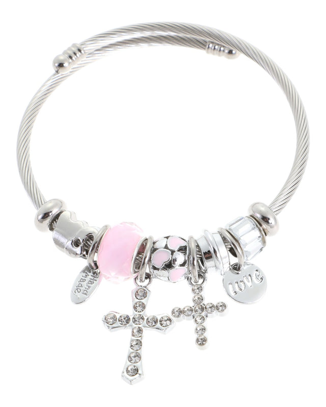 Βραχιόλι με σταυρούς AA-8640-16 - Ασημί