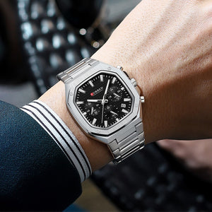 Curren 8459 Silver Black Ρολόι με Μαύρο Καντράν και Ασημένιο Μπρασελέ