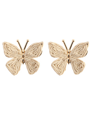 Ψάθινο σκουλαρίκι SASA-9960-13 - Μπέζ