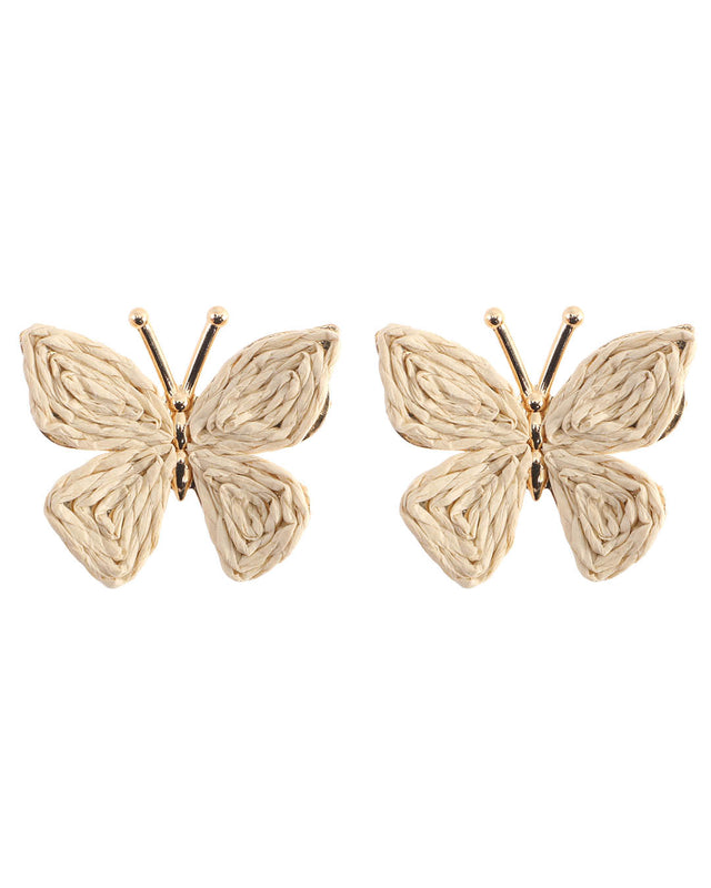 Ψάθινο σκουλαρίκι SASA-9960-13 - Μπέζ