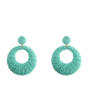 Ψάθινο σκουλαρίκι SASA-9965-13 - Πράσινο