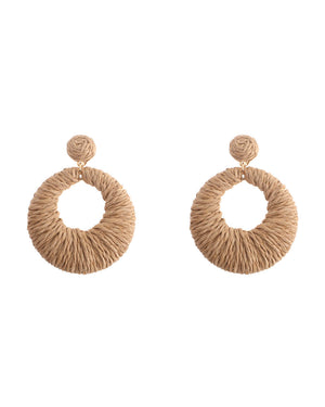 Ψάθινο σκουλαρίκι SASA-9965-13 - Σκούρο Μπέζ