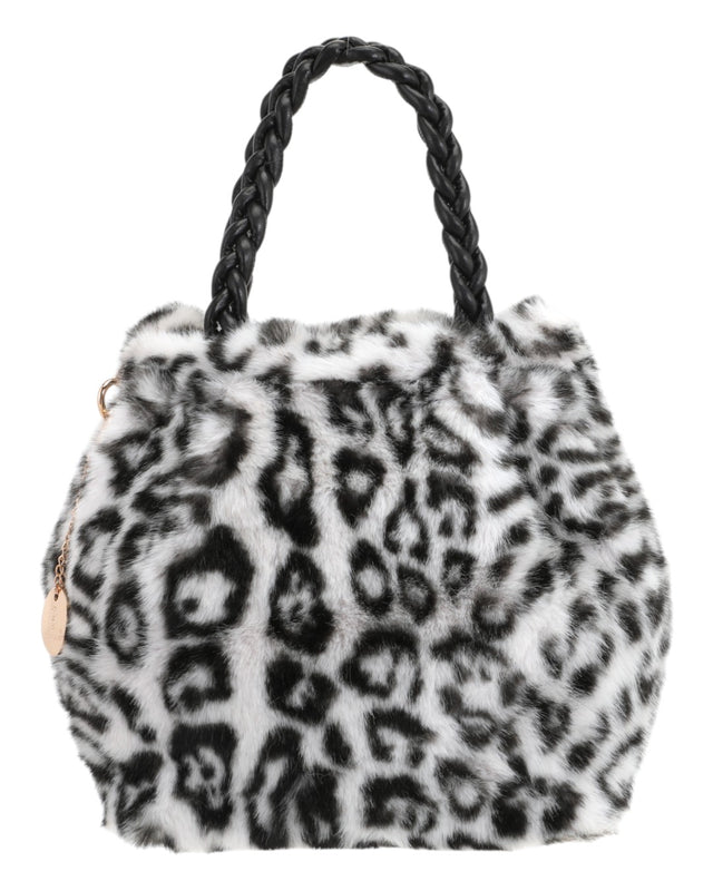 Γούνινη τσάντα χειρός XY-2403 - Ασπρο/Μαύρο