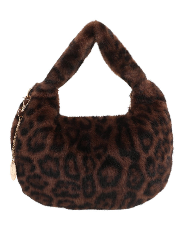 Γούνινη τσάντα ώμου μικρή XY-2412 - Καφέ