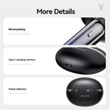 USAMS earphones με θήκη φόρτισης E02, TWS, ANC & ENC, Φ10mm, 35/300mAh, μαύρα