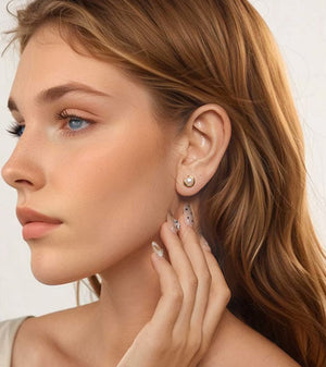 BAMOER σκουλαρίκια καρφωτά BSE1107 με λευκή πέρλα, ασήμι 925, χρυσό