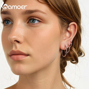 BAMOER σκουλαρίκια κρίκοι BSE1178-L, ασήμι 925, 2.6cm, ασημί