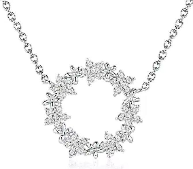 BAMOER κολιέ BSN028 με κυβική ζιρκόνια, ασήμι 925, ασημί