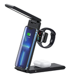 USAMS ασύρματος φορτιστής US-CD181 με φωτιστικό, 3 σε 1, 15W, μαύρος