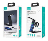 USAMS ασύρματος φορτιστής US-CD181 με φωτιστικό, 3 σε 1, 15W, μαύρος