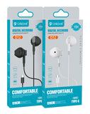 CELEBRAT earphones με μικρόφωνο D12, USB-C σύνδεση, Φ14.2mm, 1.2m, μαύρα