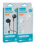 CELEBRAT earphones με μικρόφωνο D12, USB-C σύνδεση, Φ14.2mm, 1.2m, λευκά