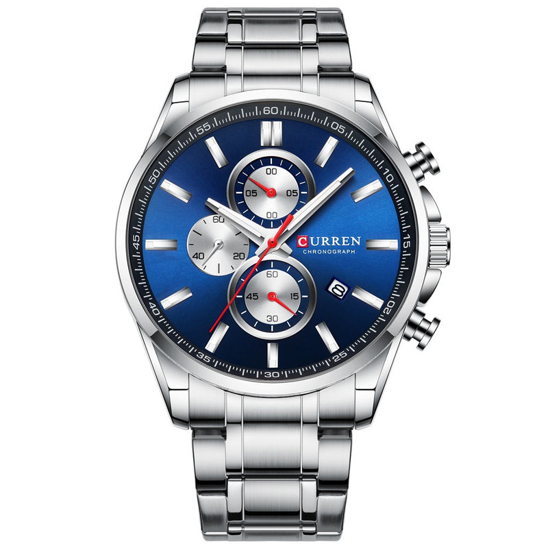 Curren 8368 Navy με Ασημένιο Μπρασελέ και Μπλε Καντράν