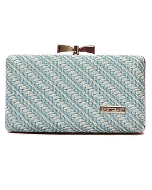 Ψάθινο τσαντάκι clutch -21892 - Μπλέ