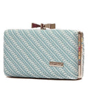 Ψάθινο τσαντάκι clutch -21892 - Μπλέ