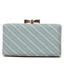 Ψάθινο τσαντάκι clutch -21892 - Μπλέ