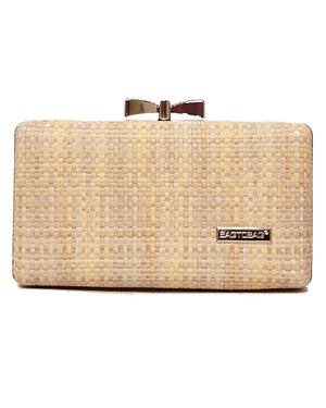 Ψάθινο τσαντάκι clutch -21892 - Ανοιχτό Μπέζ