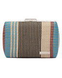 Ψάθινο τσαντάκι clutch -21897 - Μπλέ