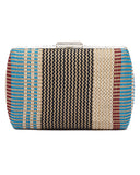 Ψάθινο τσαντάκι clutch -21897 - Μπλέ