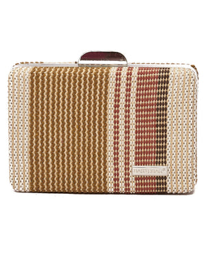 Ψάθινο τσαντάκι clutch -21896 - Καφέ