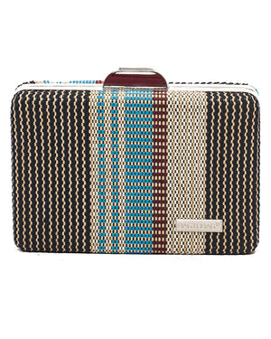 Ψάθινο τσαντάκι clutch -21896 - Μπλέ