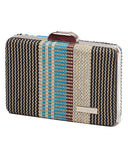 Ψάθινο τσαντάκι clutch -21896 - Μπλέ