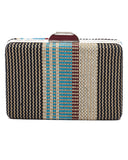 Ψάθινο τσαντάκι clutch -21896 - Μπλέ