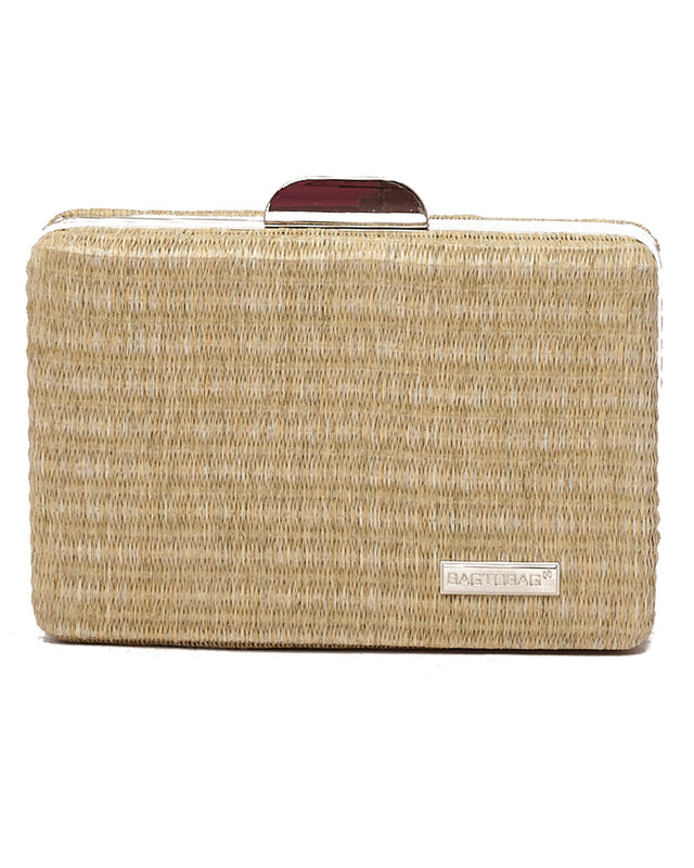 Ψάθινο τσαντάκι clutch -21896 - Μπέζ