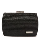 Ψάθινο τσαντάκι clutch -21897 - Μαύρο