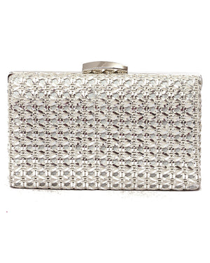 Τσάντα φάκελος clutch ψάθινο-21886 - Ασημί