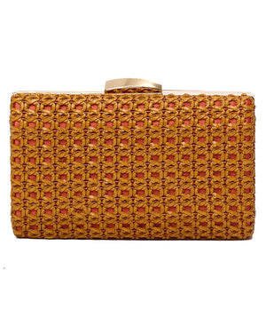 Τσάντα φάκελος clutch ψάθινο-21886 - Κάμελ