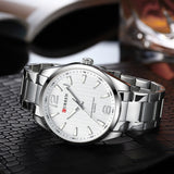 Curren 8434 Silver White Ρολόι με Λευκό Καντράν και Ασημένιο Μπρασελέ