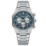 Сребърен син часовник Curren 8440 със син циферблат и сребърна гривна