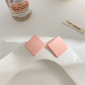 Σκουλαρίκια LM1170 Τετράγωνα Ροζ