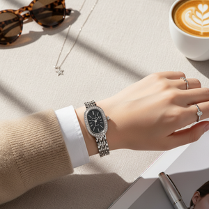 Vintage Γυναικείο Ρολόι Dama Silver Black με Ασημί Μεταλλικό Μπρασελέ