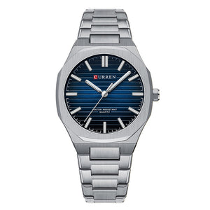 Curren 8456 Silver Blue Ρολόι με Μπλε Καντράν και Ασημένιο Μπρασελέ