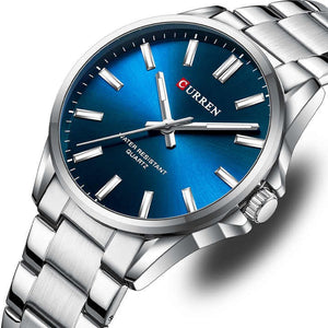 Curren A9090 Silver Blue Ρολόι με Μπλε Καντράν και Ασημένιο Μπρασελέ