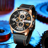 CURREN 8393 Fashion Sport Watches Mens Chronograph Wristwatch Luxury Top Brand Day Date Watch for Men Waterproof Leather Male Clock