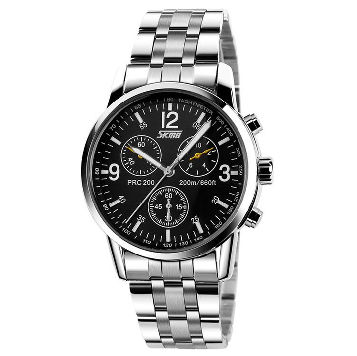 SKMEI 9070 Ανδρικό Ρολόι Silver Black