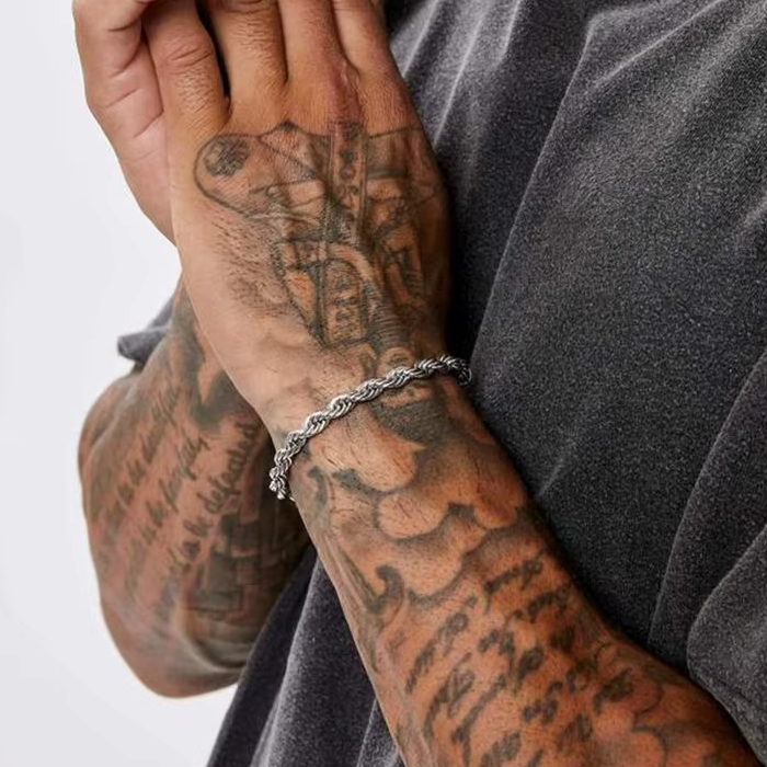 Ατσάλινο Βραχιόλι Σχοινί ΑΑ-62 Ασημί