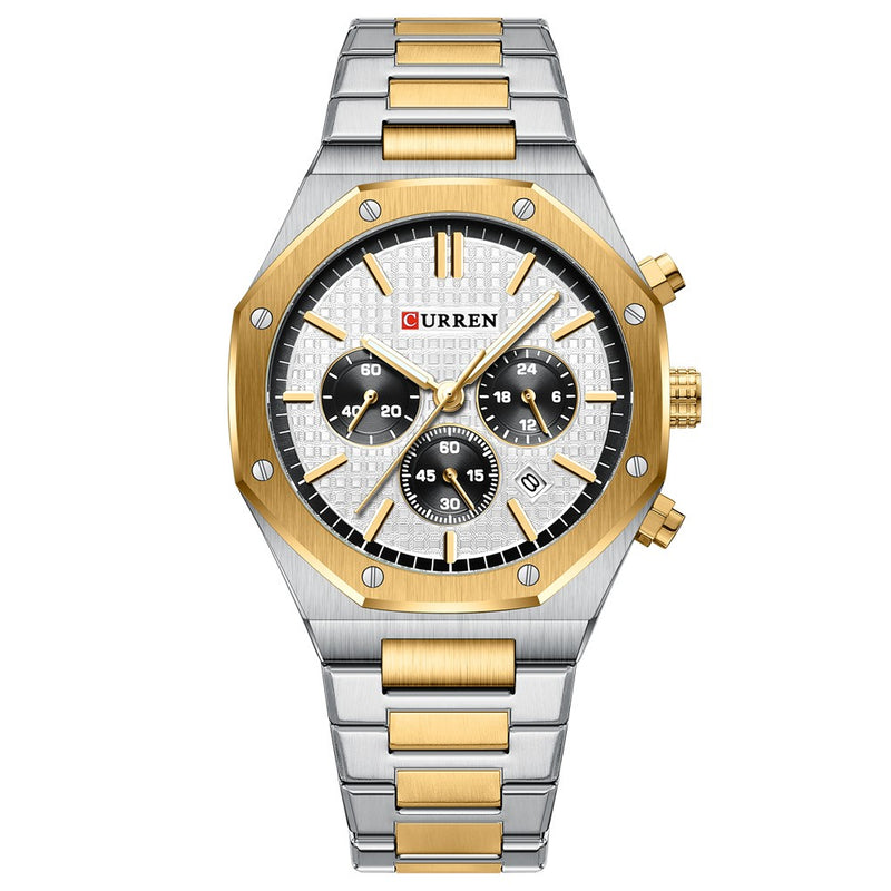 Curren 8440 Gold White Ρολόι με Λευκό Καντράν και Χρυσό Μπρασελε