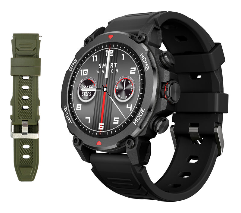 INTIME smartwatch G6 με 2x λουράκια, heart rate, 1.43" AMOLED, GPS, 5ATM, titanium black