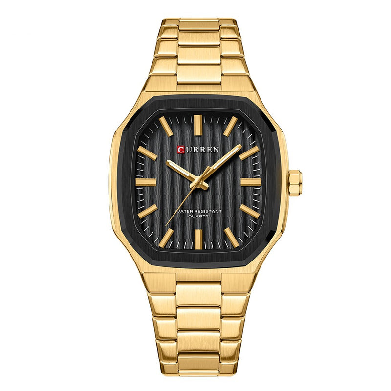 Curren 8458 Gold Ρολόι με Μαύρο Καντράν και Χρυσό Μπρασελέ