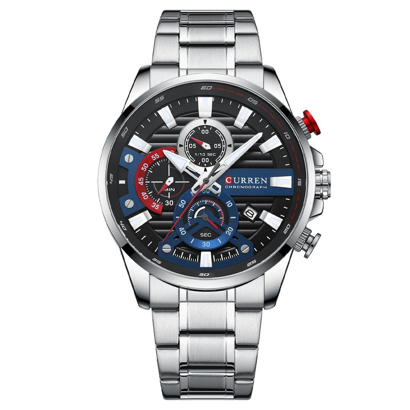 Curren 8415 Silver Black Ρολόι με Μαύρο Καντράν και Ασημένιο Μπρασελέ