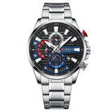 Сребърен черен часовник Curren 8415 с черен циферблат и сребърна гривна